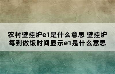 农村壁挂炉e1是什么意思 壁挂炉每到做饭时间显示e1是什么意思